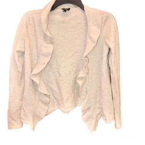 Talbots Merino Wool Ruffle Open Front Cardigan Tan‎ Small